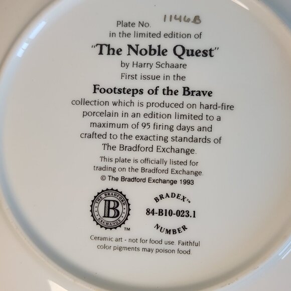 Bradford Exchange Collector Plate The Noble Quest by Harry Schaare 1993 - Picture 7 of 10